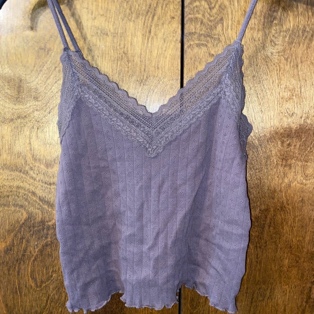 Brown tank with lace design- American eagle